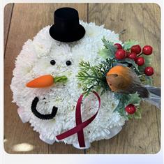 Snowman posy for grave 